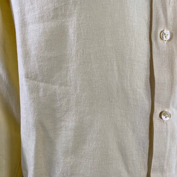 VILEBREQUIN Size XL Yellow Linen One Pocket Long Sleeve Shirt - Picture 5 of 10